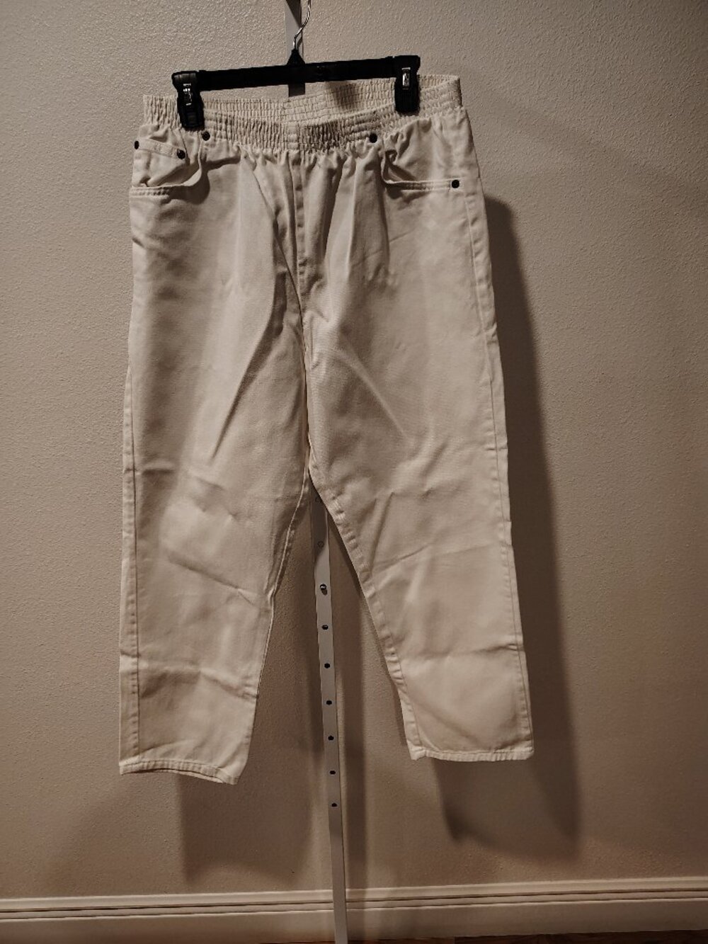 Bobbie Brooks Women's White Pull On Elastic Waist Jeans Size 16 Petite Cotton